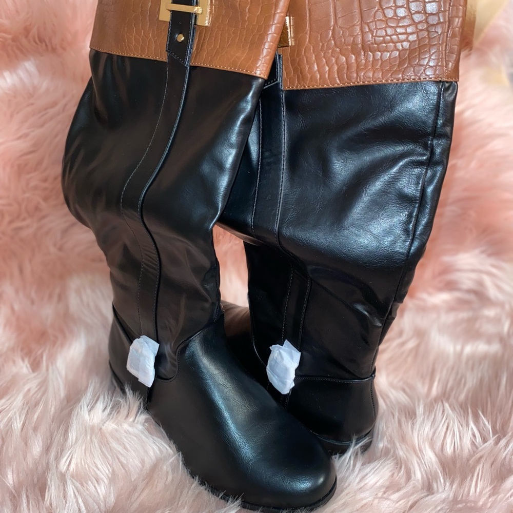 Black and brown boots